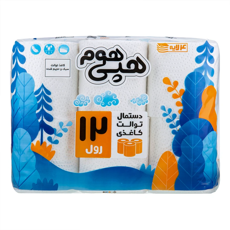 دستمال توالت 12 قلو هپی هوم